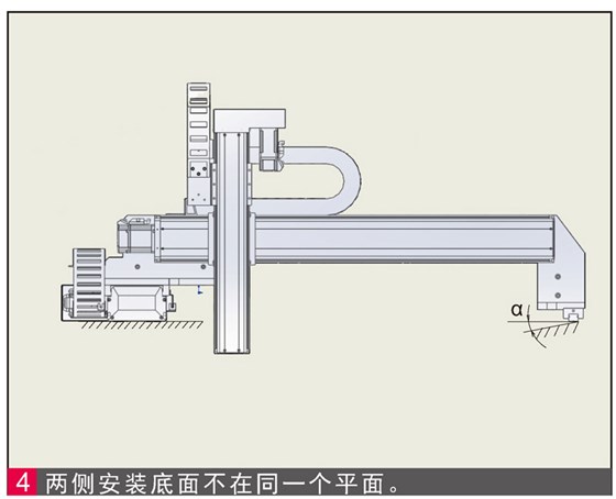 組合機械手臂兩邊安裝高度不平。